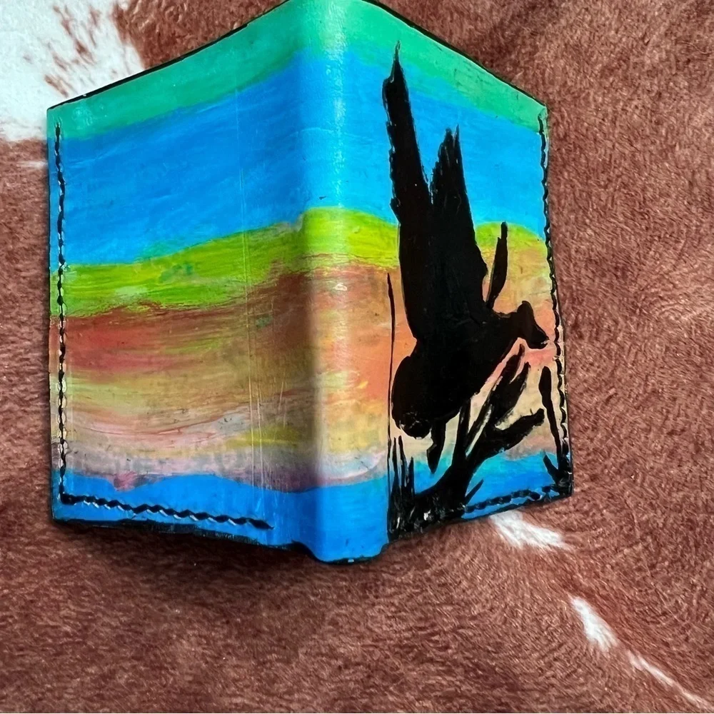 Vintage Mallard Duck Hand Painted Bifold Wallet